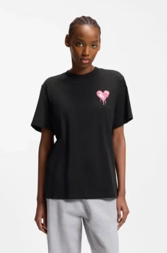T-Shirt mit Herz-Motiv aus Baumwolljersey
