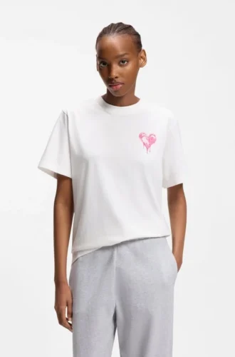 T-Shirt mit Herz-Motiv aus Baumwolljersey
