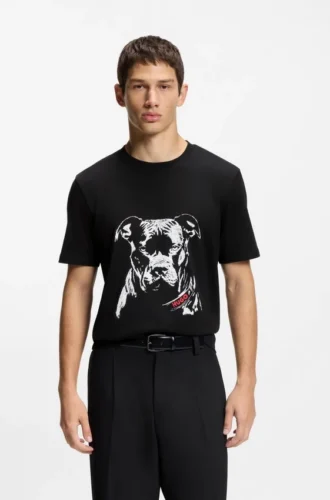 T-Shirt mit Hundemotiv aus Baumwolljersey