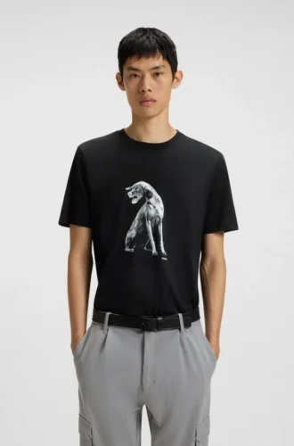 T-Shirt mit Hundemotiv aus Baumwolljersey