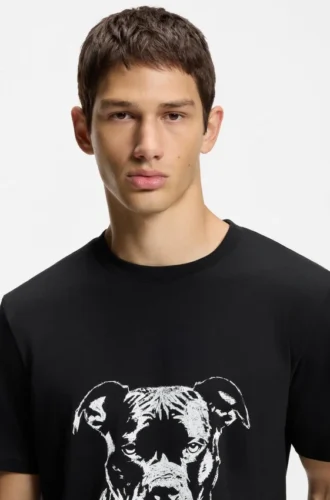 T-Shirt mit Hundemotiv aus Baumwolljersey