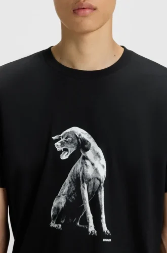 T-Shirt mit Hundemotiv aus Baumwolljersey