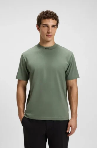 T-Shirt mit Logo am Kragen aus Stretch-Baumwolle