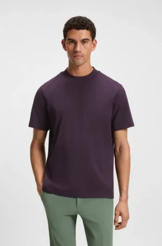 T-Shirt mit Logo am Kragen aus Stretch-Baumwolle