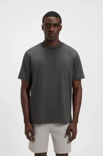 T-Shirt mit Logo am Kragen aus Stretch-Baumwolle