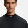 T-Shirt mit Logo am Kragen aus Stretch-Baumwolle
