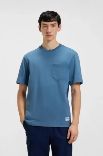 T-Shirt mit Logo-Etikett aus Baumwolljersey