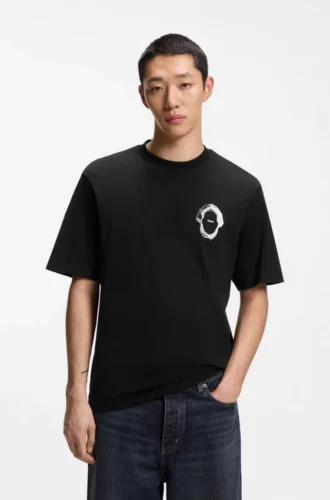 T-Shirt mit Marine-Motiv aus Baumwolljersey