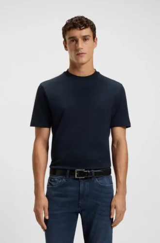 T-Shirt mit Mikro-Muster aus merzerisierter Baumwolle