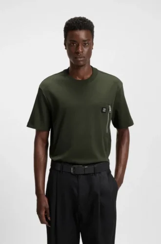 T-Shirt mit Reißverschlusstasche aus Interlock-Baumwolle