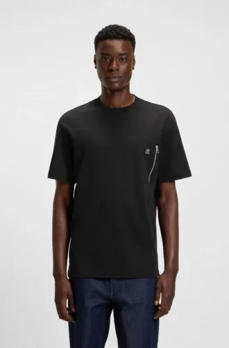 T-Shirt mit Reißverschlusstasche aus Interlock-Baumwolle