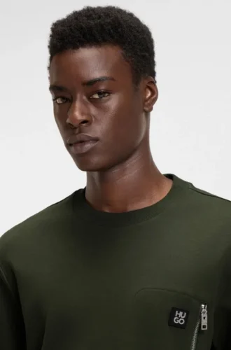 T-Shirt mit Reißverschlusstasche aus Interlock-Baumwolle