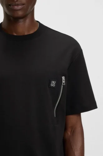 T-Shirt mit Reißverschlusstasche aus Interlock-Baumwolle