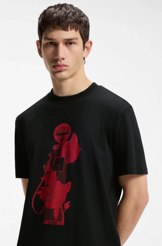 T-Shirt mit Rosenmotiv aus Baumwolljersey T-Shirt mit Rosenmotiv aus Baumwolljersey