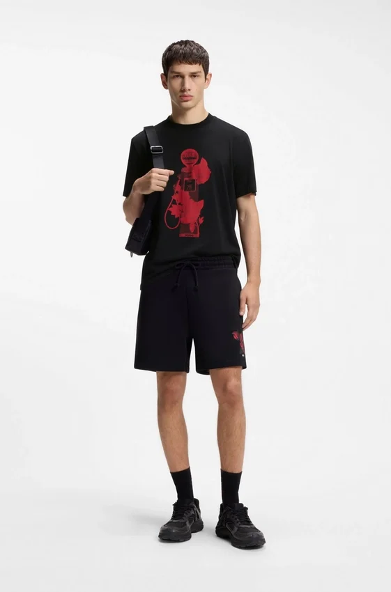 T-Shirt mit Rosenmotiv aus Baumwolljersey T-Shirt mit Rosenmotiv aus Baumwolljersey