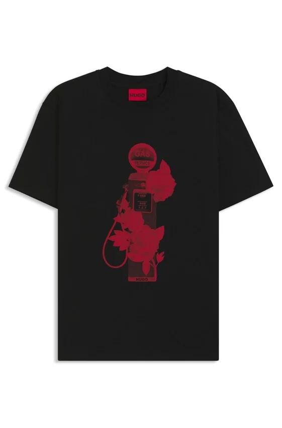 T-Shirt mit Rosenmotiv aus Baumwolljersey T-Shirt mit Rosenmotiv aus Baumwolljersey