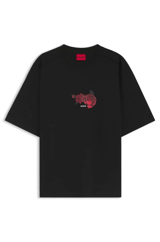 T-Shirt mit Rosenmotiv aus Baumwolljersey T-Shirt mit Rosenmotiv aus Baumwolljersey