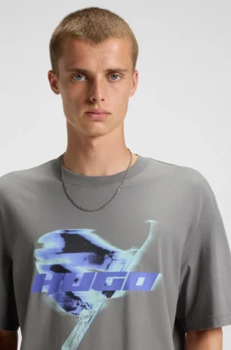 T-Shirt mit Snowboard-Motiv aus Baumwolljersey