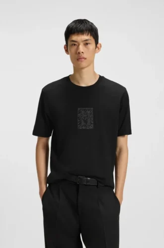 T-Shirt mit Stickmotiv aus Baumwolljersey