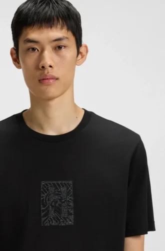 T-Shirt mit Stickmotiv aus Baumwolljersey