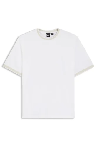 T-Shirt mit Streifenbesatz aus merzerisierter Baumwolle