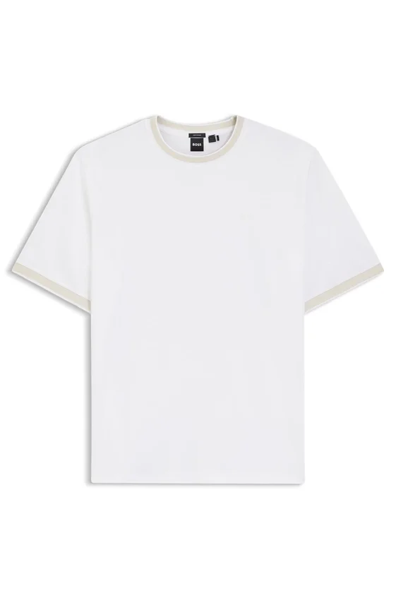 T-Shirt mit Streifenbesatz aus merzerisierter Baumwolle T-Shirt mit Streifenbesatz aus merzerisierter Baumwolle