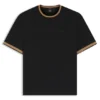 T-Shirt mit Streifenbesatz aus merzerisierter Baumwolle T-Shirt mit Streifenbesatz aus merzerisierter Baumwolle