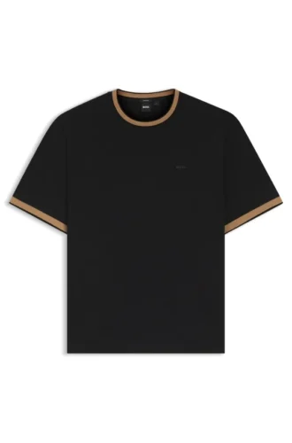 T-Shirt mit Streifenbesatz aus merzerisierter Baumwolle
