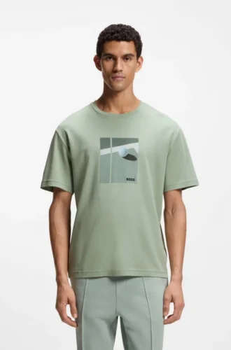 T-Shirt mit Tennis-Motiv aus Pima-Baumwolle