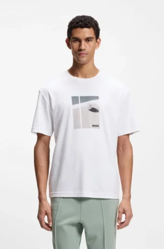 T-Shirt mit Tennis-Motiv aus Pima-Baumwolle