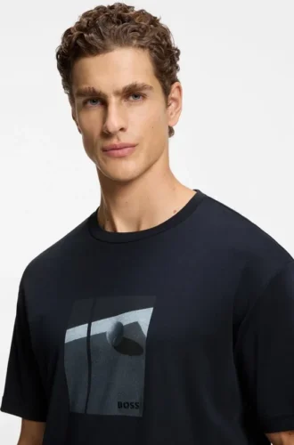T-Shirt mit Tennis-Motiv aus Pima-Baumwolle