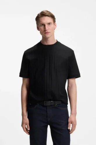 T-Shirt mit vertikalen Streifen aus merzerisierter Baumwolle