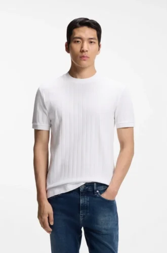 T-Shirt mit vertikalen Streifen aus merzerisierter Baumwolle