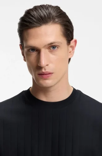 T-Shirt mit vertikalen Streifen aus merzerisierter Baumwolle