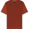 T-Shirt mit Zopfmuster aus Baumwolle und Seide