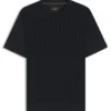 T-Shirt mit Zopfmuster aus Baumwolle und Seide