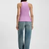 Tanktop aus Stretch-Baumwolle mit blauem Logo-Label