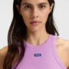 Tanktop aus Stretch-Baumwolle mit blauem Logo-Label