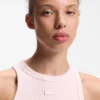 Tanktop aus Stretch-Baumwolle mit blauem Logo-Label