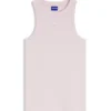 Tanktop aus Stretch-Baumwolle mit blauem Logo-Label