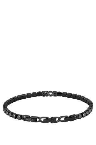 Tennisarmband mit schwarzer Kette und schwarzen Kristallen