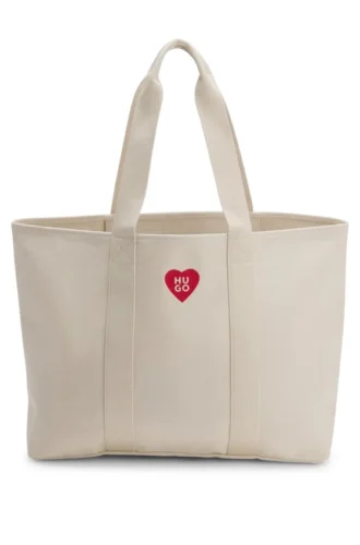 Tote-Bag mit Herz-Logo aus Baumwoll-Canvas