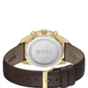 Tourmaster-Uhr in Goldoptik mit braunem Lederarmband