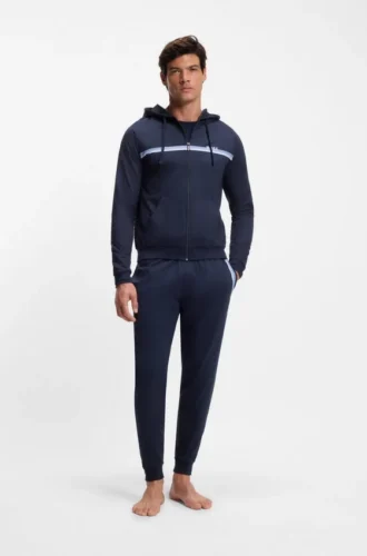 Trainingshose aus Baumwollfrottee mit Logo und Streifen