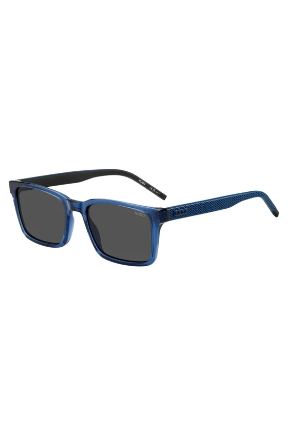 Transparent-blaue Sonnenbrille mit gemusterten Bügeln Transparent-blaue Sonnenbrille mit gemusterten Bügeln