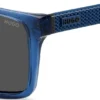 Transparent-blaue Sonnenbrille mit gemusterten Bügeln Transparent-blaue Sonnenbrille mit gemusterten Bügeln