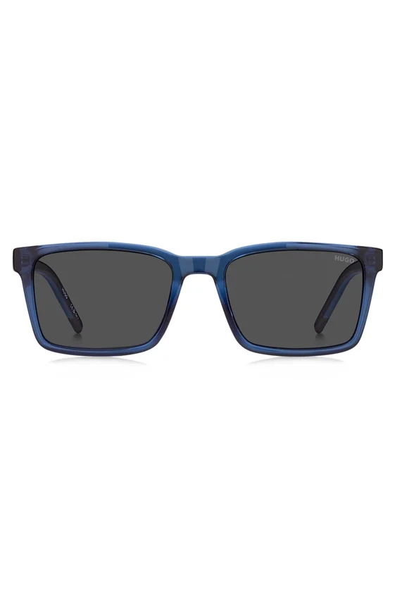 Transparent-blaue Sonnenbrille mit gemusterten Bügeln Transparent-blaue Sonnenbrille mit gemusterten Bügeln