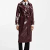 Trenchcoat aus Kunstleder mit Zweireiher-Verschluss