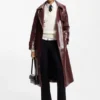Trenchcoat aus Kunstleder mit Zweireiher-Verschluss