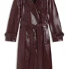Trenchcoat aus Kunstleder mit Zweireiher-Verschluss